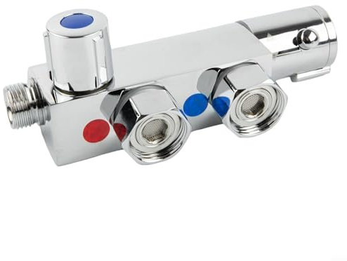 Gettimore Miscelatore termostatico verticale per doccia, mini asta doccia termostatica, moderna valvola termostatica verticale adatta per doccia