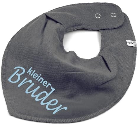 Elefantasie HALSTUCH mit Spruch kleiner Bruder für Baby oder Kind dunkelgrau aus Baumwolle in Einheitsgröße