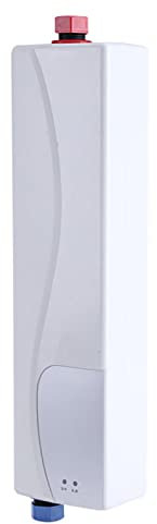 3000W Mini Chauffe-eau électrique instantané sans Réservoir Efficace Salle de Bains Cuisine Lavage Prise Ue (Trésor de cuisine blanc)