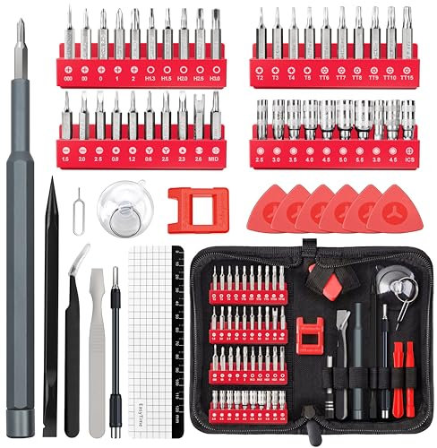 EasyTime Lot de 57 mini tournevis de précision pour réparation électronique avec embouts magnétiques pour téléphone portable, PS4, Xbox, ordinateur portable, tablette, ordinateur, bricolage, artisan