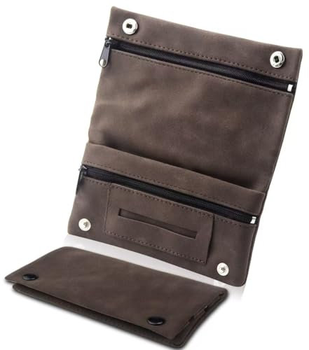 WPPQWP Portatabacco in Pelle Multistrato, Portatile con Cartine e Filtri, per Uomo e Donna (Marrone)