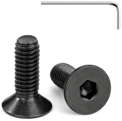 Tunejoy Vis à Tête Fraisée M4 x 12 mm à Six Pans Creux en Acier Inoxydable A2 V2A Vis à Tête Cylindrique Hexagonale avec Clé Allen Filetage Complet 20 Pièces Noir