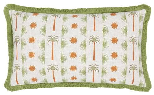 furn. Tropicala Palm Printed Feather Rich Cushion - Multicolour - 30x50cm