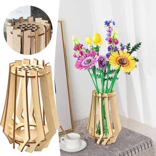 Vaso per fiori 3D per fiori, puzzle in legno, vaso per bouquet, vaso per rose, girasoli, tulipani e orchidee, stile boho, minimalismo nordico, per la decorazione della casa