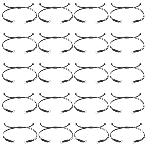 UNICRAFTALE 20 Stück Freundschaftsarmband 27cm Halbfertiges Armband Schwarze Verstellbare Kordelarmbänder Knotenseil Handgefertigte Freundschaftsarmbandketten Geflochtene Schnurarmbänder