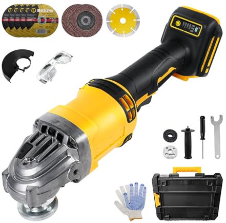 Cordless Angle Grinder for Dewalt 18V/20V Battery, 10000 RPM Brushless Angle Grinder for 125 mm Wheels, 3 Variable Speeds Grinders for Grinding Cutting Polishing, (Tool Only)