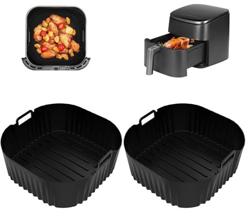 2pcs Large Air Fryer Liners for Philips NA230,Air Fryer Silicone Liner, BPA-Free Reusable Airfryer Liners,22cm Silicone Square Air Fryer Accessories for COSORI6.2L、COSORI5.5L