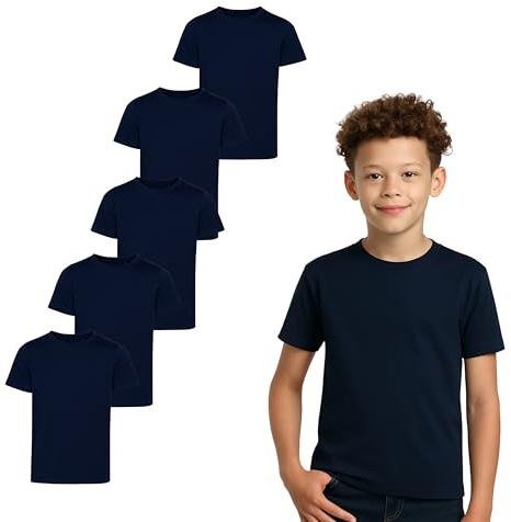 Gift Hub Boys & Girls T-Shirts for Kids (Pack of 5) | Cotton, Plain, Short Sleeve, Comfortable & Durable Tops | Best for School, Sports, Travel & Outdoor Activities | Multicolor, 3 to 13 Yrs
