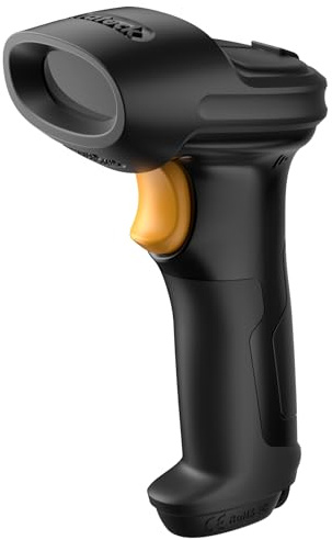 Inateck Lettore Codici a Barre 2D Wireless, Scanner QR Bluetooth Resistente a Cadute 1.8m, Batteria 2600mAh, 180 Giorni di Standby, Raggio 35m, Supporto App Config & SDK, per Magazzino (Nero)