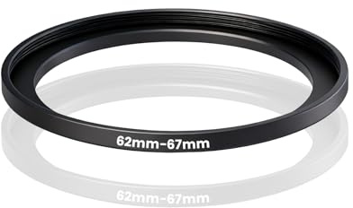 62–67 mm Step-Up-Ring-Adapter-Filter, Metall-Objektiv-Filter-Adapterring, universelle Schrittringe für DSLR- und spiegellose Kameras, passend für 62 mm Objektiv auf 67 mm UV/CPL/ND-Filter, Objektive
