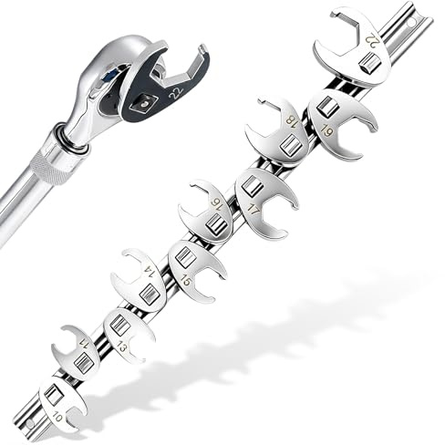TTYSHIP Jeu de 10 Clés à Fourche Métriques 3/8 Pouce, 10-22 mm | Clé à Fourche Dynamométrique, Avec Organiseur à Clipser, Pour Mécanique et Réparation Automobile