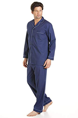 Haigman Mens Nightwear Long Sleeve Pyjama Suit With Trousers, Navy Medium