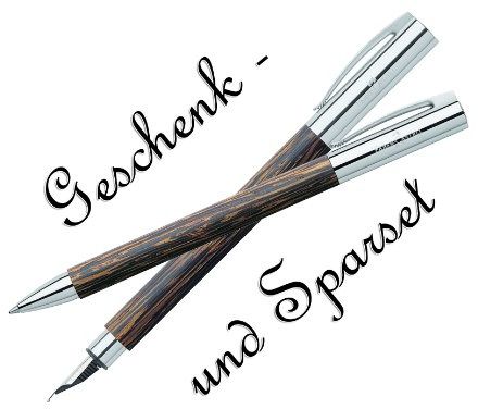 Faber Castell AMBITION Cocos Kugelschreiber + Füllfederhalter [cocosholz/chrom] Spar/-Geschenk Set inkl. Geschenkverpackung