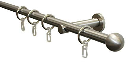 GARDINIA Gardinenstangen-Set Ball, Komplettstilgarnitur inkl. Befestigungsmaterial, Länge 160 cm, Metall, Edelstahl-Optik
