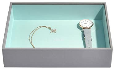 Stackers Dove Grey & Mint Classic Medium Jewellery Box Chunky Jewellery Layer
