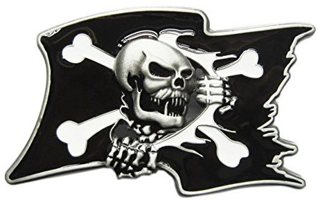 JEAN'S FRIEND New Black Enamel Pirate Skull Flag Vintage Belt Buckle Gürtelschnallen