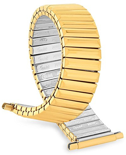 Speidel Men’s Twist-O-Flex Stainless Steel Stretch Watch Band, Gold or Silver Tone 16-22mm Straight End or Curved End with No Clasp