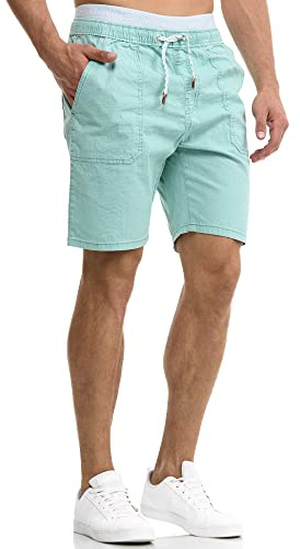 Indicode Herren Stoufville Chino Shorts mit 4 Taschen aus 98% Baumwolle | Bermuda Sommershorts für Männer Blue Surf, XXL