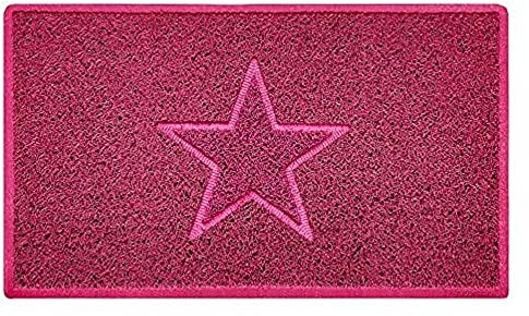 Nicoman Étoile Paillasson Lavable en Relief Vinyle Boucles d'entrée Tapis Lavable de Bienvenue -(Utiliser à l'intérieur et à l'extérieur),Moyen (75x44cm), Rose