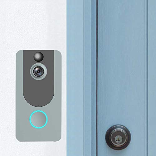 Haomingxing V7 Video Doorbell, 1080 HD Video Doorbell Night Vision Wireless Doorbell Camera Automatic Induction Video IP64 Waterproof HD WiFi Security Camera Real-Time Video Doorbell(B)