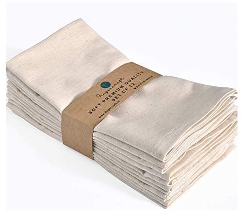 FINGERCRAFT DinnerBaumwoll-Leinen-Mischgewebe, 12er-Pack, natürliche Ostern, spezielle Premium-Qualität, auf Gehrung geschnittene Ecken für den täglichen Gebrauch,elfenbeinfarben