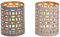 2er-Set Windlichter mit stilvollen Muster aus Metall 2-Fach Sortiert (grau) Ø 8cm x Höhe 10cm – Teelichthalter Kerzenhalter Kerzenständer Tischdeko Geschenkidee
