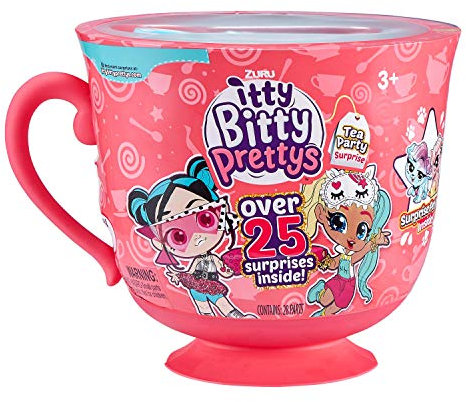 Itty Bitty Prettys Tea Party Teacup Dolls Playset, Kitten & Princess, Large, (With Over 25 Surprises!)