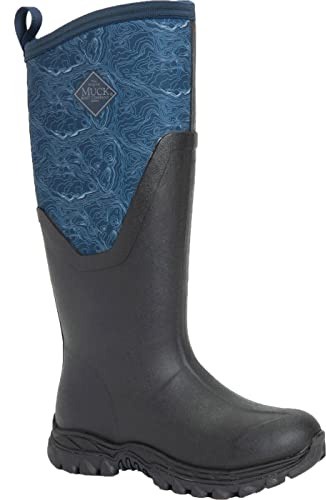Muck Boots Women's Arctic Sport II Tall Fleece Lined Waterproof Pull on Boot, Navy, 6