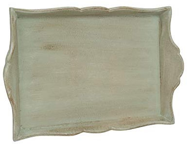 Biscottini Vassoio legno 39x29x4 cm | Vassoio shabby chic con finitura anticata | Vassoio in legno | Vassoio vintage | Vassoio colazione letto