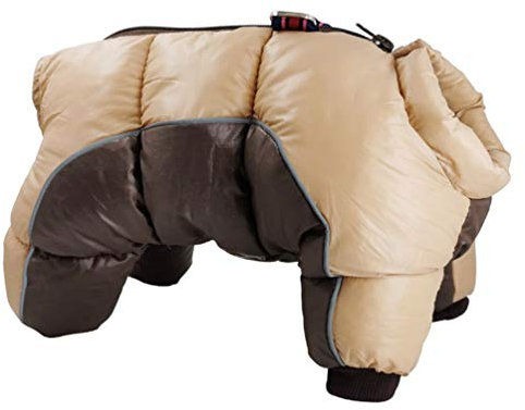 LucaSng Haustier Hund Kleidung Hundejacke Hundemantel Warme Winter Jacke Dicker Baumwolle Vierbeiniges Mantel wasserdichte Kleine Hunde Kleidung Für Französisch Bulldog Welpen (Braun, L)
