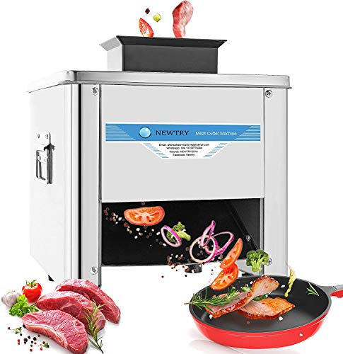 NEWTRY Meat Cutter Cutting Machine Cube Shredded Meat 330LB/H 850W Home and Commercial Electric Stainless Steel Chicken Fish Beef Meat Vegetable Slicer (with a 7mm Blade)