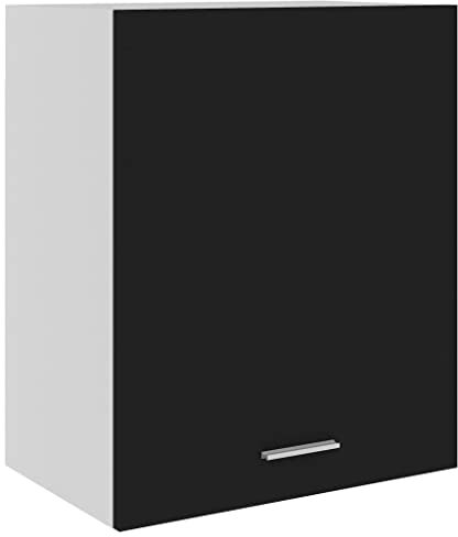 vidaXL Hängeschrank 2 Regalböden Küche Schrank Einbauküche Küchenzeile Küchenmöbel Oberschrank Küchenschrank Schwarz 50x31x60cm Holzwerkstoff