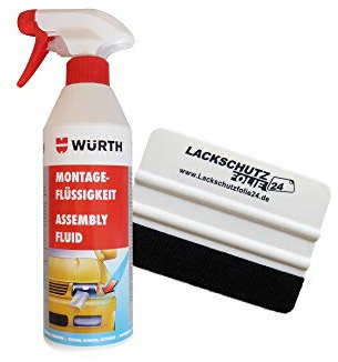 Würth- Montageflüssigkeit für selbstklebende Folien (39,80 €/l) + Montagerakel mit Filzkante Profi gratis