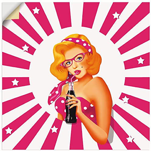 ARTland Wanddeko Wandtattoo selbstklebende Vinylfolie 30x30 cm Marilyn Frau Rockabilly Pin up Girl 50er Jahre Retro T6HY