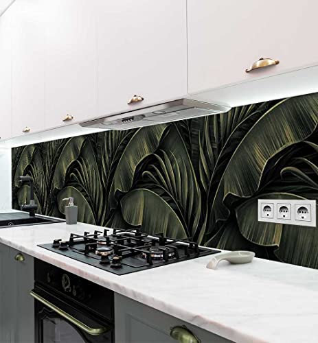 MyMaxxi Küchenrückwand Folie selbstklebend matt - einfache Montage ohne Bohren - Motiv blühende Blätter Dschungel 60cm hoch - Spritzschutz Küche Klebefolie 280 x 60cm