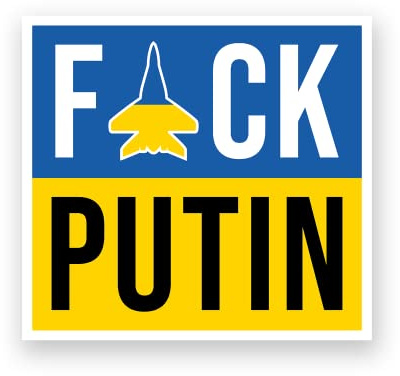 Ukraine Support F*ck Putin Square Sticker- Decal 2022 Flag Europe Russia War Large Small Sheet Idea Car Window Love Stand with Friends Family (A4 Sheet)