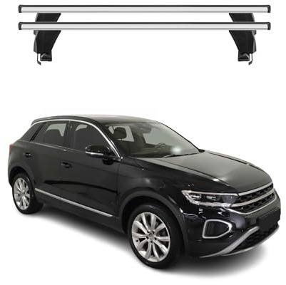 OMAC Menabo Dachträger für VW Golf Sportsvan mk7 2012-2019 Alu Schwarz | Abschließbar, City-Crash-getestet, bis 50 kg Traglast, T-Nut-Befestigung, Querträger, Grundträger
