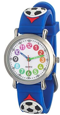 CHAOTECHY Kinder Armbanduhr für Mädchen und Jungen,gut lesbar, um ganz leicht zu Lernen, die Uhr zu lesen (Fußball)