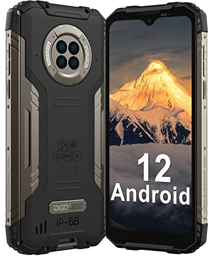 DOOGEE Telephone Portable Incassable, S96GT Smartphone Incassable,6.22 HD+, Android 12, Helio G95,8Go/256Go,48MP Caméra Principale+ 32MP Caméra Frontale, 6350mAh, GPS/NFC/Face ID- Noir