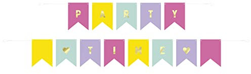 Unique 25598 DIY Pastell-Wimpelgirlanden-Set mit goldenen Aufklebern – 1 Stück (1 Packung), Multicolour
