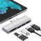 Estación de Acoplamiento USB para Surface Pro 4 5 6, 5 en 1 Dock Converter Adapter Laptop Hub con 2 USB3.0 (5Gbps), Adaptador HDMI 4K, Ranura para Lector de Tarjetas SD TF, (Plata)