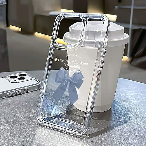 Zaxgf Schutzhülle Kompatibel Mit iPhone 14 Hülle Rosa Handyhülle Ultra Dünn Transparent Silikon Stoßfest Süßes Motiv Crystal Handytasche Clear Case Cover für iPhone 14,Graue Schleife
