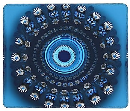 Tapis de souris avec base en caoutchouc antidérapant pour ordinateur portable Motif mini fleurs Bleu