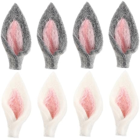 OKUMEYR 1 Satz 8st Kaninchenohr-zubehör Osterhasen-Dekorationen -Haarspange Tierohren Selber Machen Hasenohren Zum Basteln Hasenohren Aus Filz Kind Haarschmuck Weiß Ohrkappe Filzstoff