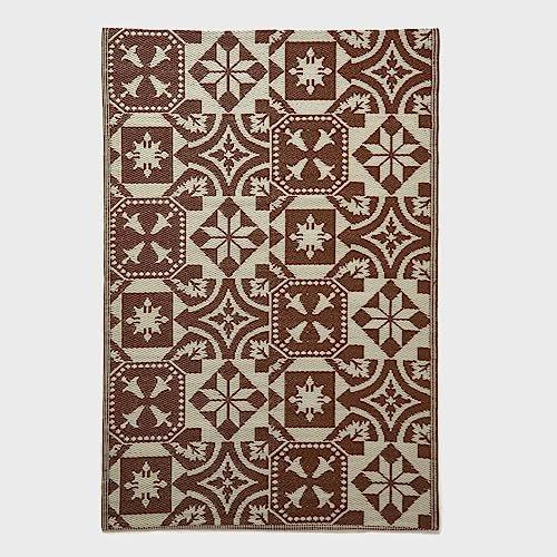 HOMESCAPES Tapis d’extérieur Carreaux de Ciment, Tapis de Jardin 182 x 122 cm