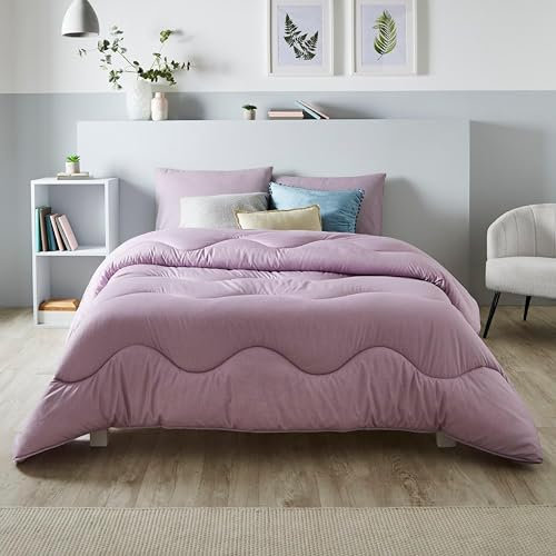 Night Lark Coverless Duvet Single 4.5 Tog - Linen Collection - Lilac Bloom. Supersoft, Cosy and Lightweight Quilt. A Machine Washable, Hypoallergenic, Quick Drying All in One Reversible Comforter