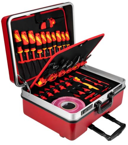 NEO TOOLS Werkzeug Set von Elektroautos - Hazet Werkzeug-Satz schutzisoliert - Profi Alu Werkzeugkoffer Werkzeugkasten - mit besonders umfangreichem Werkzeug Set - 51-teilig
