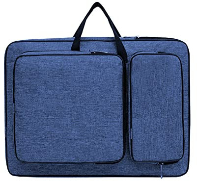 A3 Art Folder Portfolio Case Art Portable Canvas Bag Art Carry Case Artist Drawing Board Cover Backpack Tote Bag Waterproof Student Painting Sketch Pad Storage Bag for Palette Paints Brushes, blau,