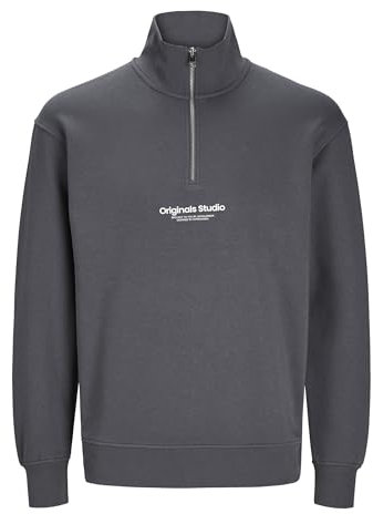 JACK & JONES Male Sweatshirt mit halbem Reißverschluss Text Sweatshirt mit halbem Reißverschluss