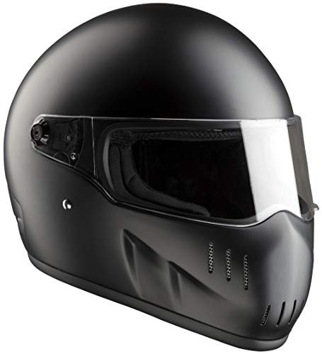 Motorradhelm Bandit EXX II Schwarz Matt Visier Transparent Streetfighter Custom Biker Style Dull Black Motorcycle Helmet Homolgado EXX2 (M)